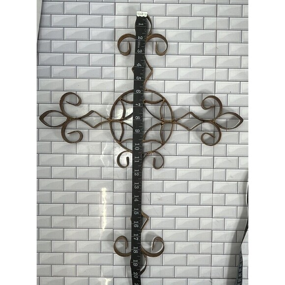 Metal Rustic Distressed Scroll Old World Large Cross Made In The Philippians - Picture 7 of 11